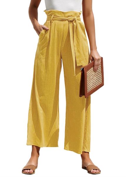 

2020 women high waist pants wide leg casual trousers with belt, Black;white