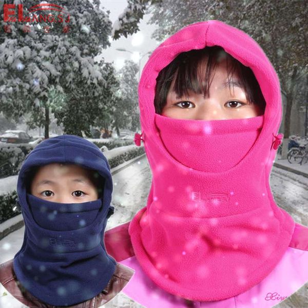 

autumn and winter bib double layer thickened warm hat children's school windproof headgear, Red;brown