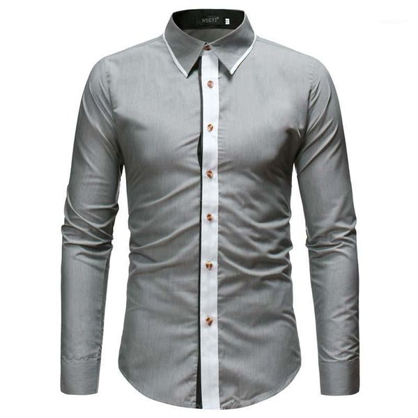 

brand 2020 fashion male shirt long-sleeves popular splicing black mens dress shirts slim men shirt -xxl1, White;black
