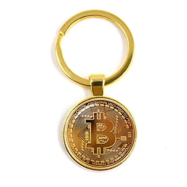 

fashion bitcoin design glass cabochon metal pendant classic men women chain ring jewelry keychains, Slivery;golden