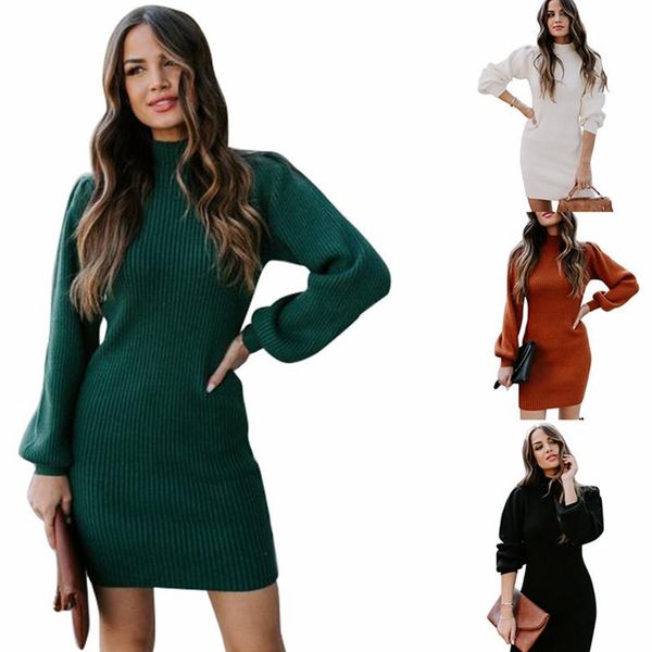 

women knitted sweater dress autumn winter long sleeves slim shiny bodycon dress casual lady office turtleneck female, White;black