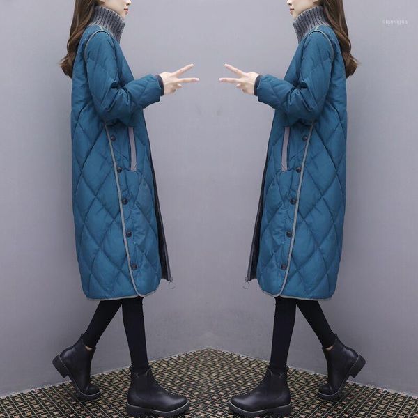 

2021 new plus size women parkas winter warm coat slim cotton padded basic jacket female casual long outwear feminina1, Black