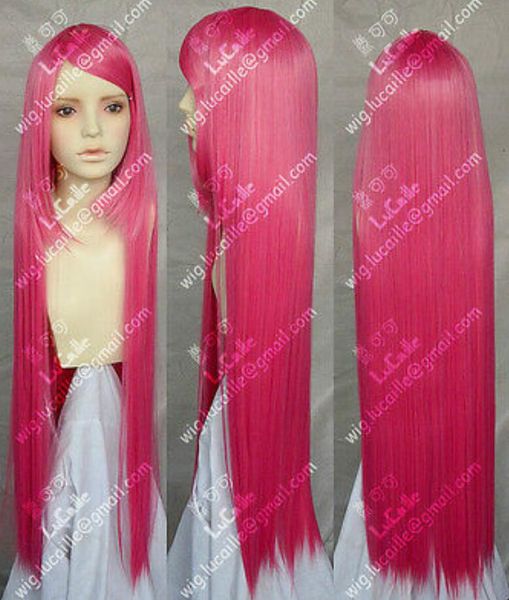 Parrucca/capelli lunghi lisci moda cosplay rosa pesca Angelbeats 100 cm