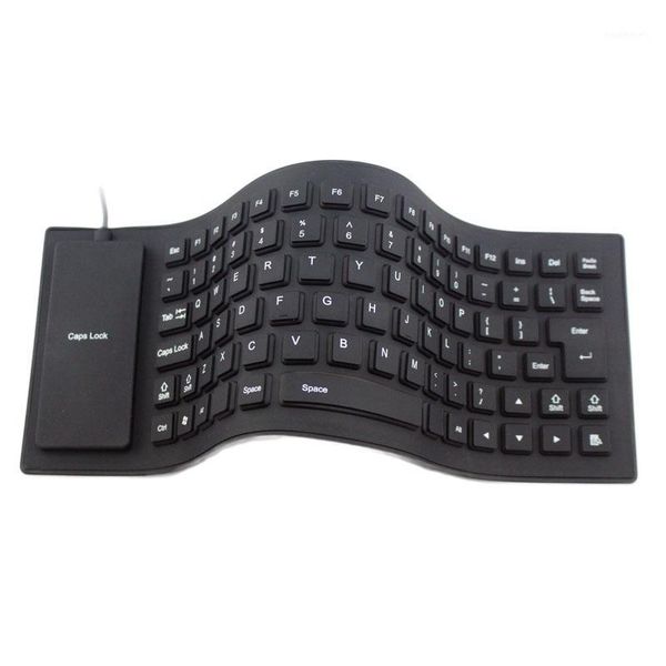 Teclado de 85 teclado de teclado de silicone silencioso teclado USB Wired Portable Mini Laptop PC dobrável à prova d'água1