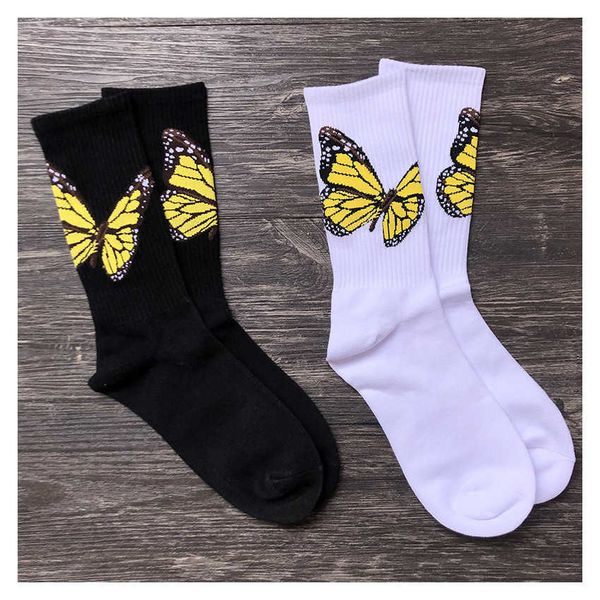 

3 pairs of palm butterfly cotton socks for men and women, Black