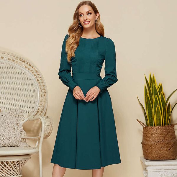 

autumn 2020 new women's hepburn elegant lantern sleeve dress, Black;gray
