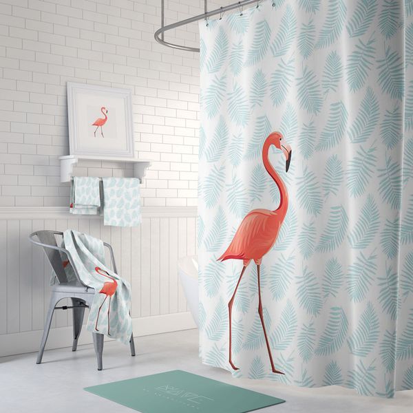 

peva eco-friendly red flamingos shower curtain waterproof bathroom curtain thicken mildew proof bathroom partition curtain 180cm*200cm