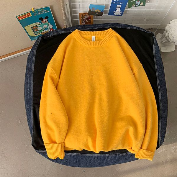 

2021 new woman fashion solid color womens casual oversize pullovers korean streetwear 12 colors man sweater p39j, White;black