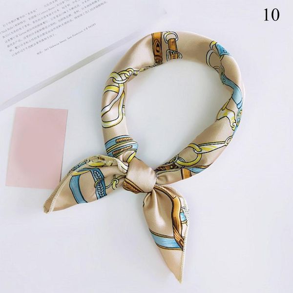 

square scarf hair tie band for business party women elegant small vintage skinny retro head neck silk satin scarf h wmtmhk, Black;brown