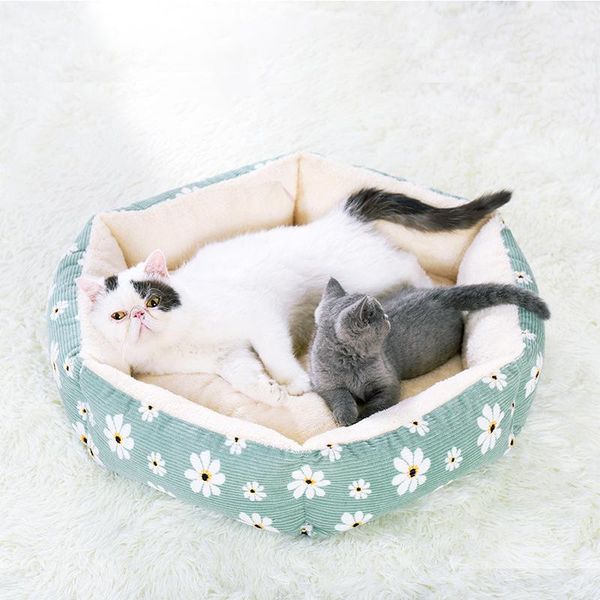

pet products cat sleeping basket with cushion calico bed for cat puppy removable chihuahua beds thicken small dog kennel fashion