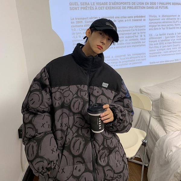 

men's down & parkas 2021 winter men jacket thick casual warm coat fashion hip hop parka spliced vintage windbreaker streetwear couple c, Black