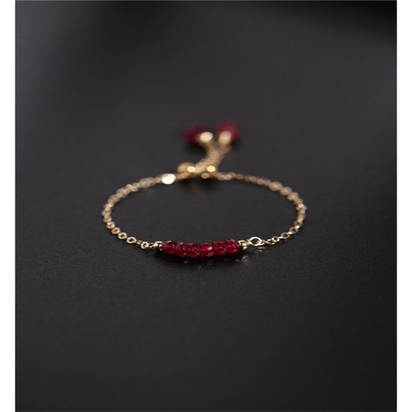

daimi faceted ruby ring female gemstones genuine yellow 14k gold injection chain ring gift customization 201218, Silver