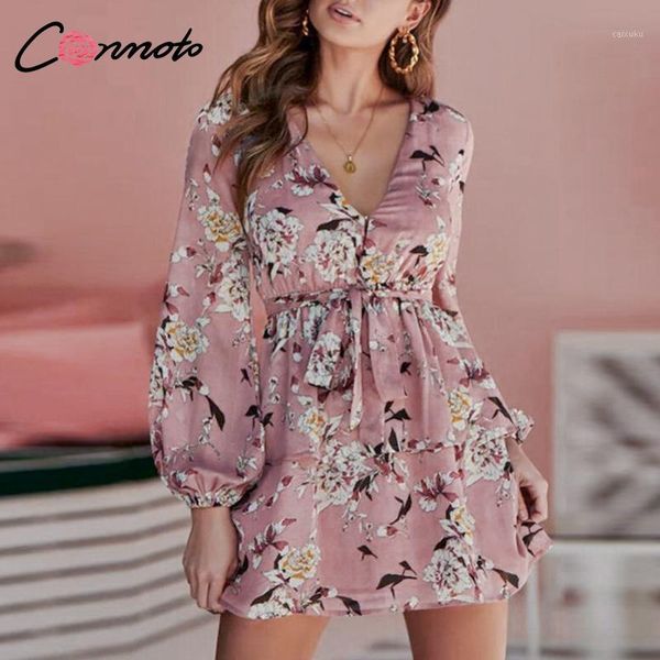 

conmoto bow casual winter women dress long lantern sleeve party dresses feminino floral bohemian dress vestidos1, Black;gray