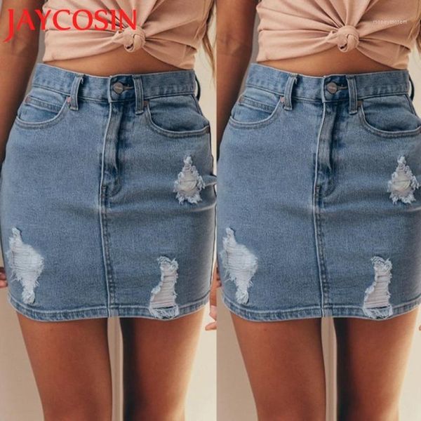 

jaycosin 2018 women denim jeans solid casual hole button short skirt skirts womens dropshipping july 181, Black