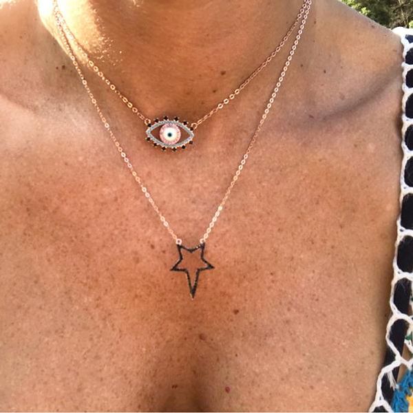 

2020 925 sterling silver delicate black cz necklaces shiny star pendant necklaces women girls fashion jewelry