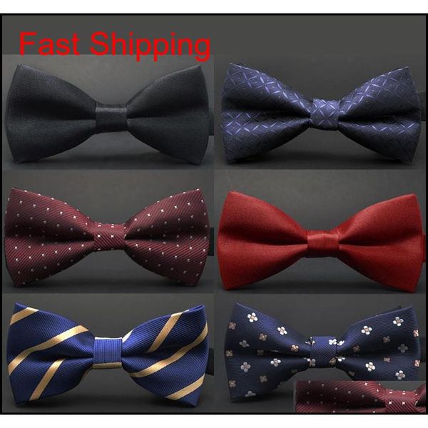 

new fashion tuxedo bow tie men red and black tartan groom marry groomsmen wedding party colorful striped butterfly cravats mens xizpd, Black;gray