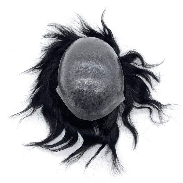 

human hair mens toupee skin base size 8*10inch indian remy hair men's wig stock longest hair proportion, Black