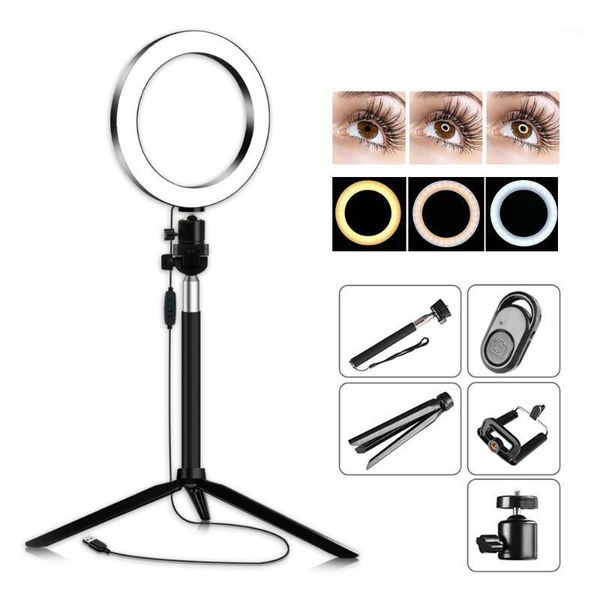 

flash heads 3 color pography dimmable led selfie ring light youtube video live 3500-5500k po studio phone holder usb plug tripod1