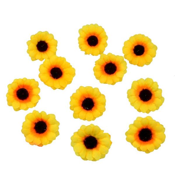 

100pcs 4cm mini silk sunflower artificial flower head for wedding box decoration headmade scrapbooking accessories fake flowers jllvvi
