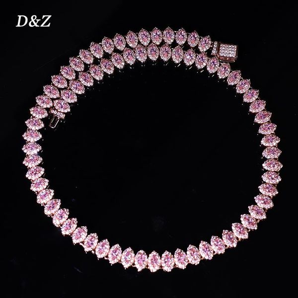

chokers Â d&z 8mm horse eye shape tennis chain choker in gold necklace iced out cz stones female fashion statement jewelry birthday gift, Golden;silver