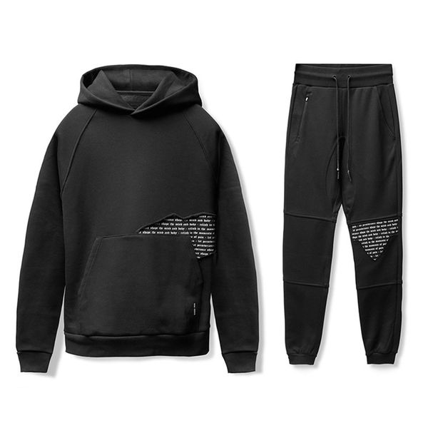 

muscle fitness new men's hooded sweater outdoor sports basketball leisure two piece set, Gray