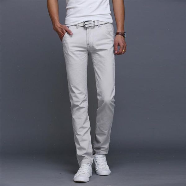 

pants men casual skinny solid color straight trousers slim male 89% cotton drop shipping good quality, Black