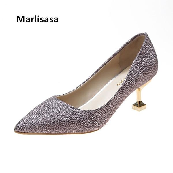 

marlisasa women classic pointed toe pink comfort slip on stiletto ladies fashion sweet silver high heels h9090, Black