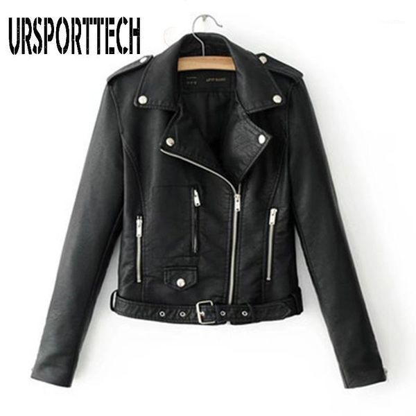 

new autumn women pu leather jacket woman zipper belt short coat female black punk bomber faux leather jackets women outwear xxxl1, Black;brown