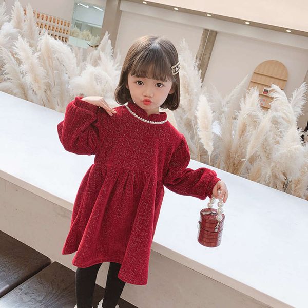 

2020 and winter new girls' princs autumn knitted corduroy skirt s5f0, Red;yellow