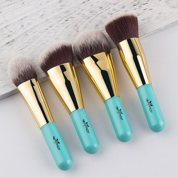 

makeup brushes anmor 4pcs kabuki make up synthetic hair foundation powder blush wood handle brush set traveling kit high quality