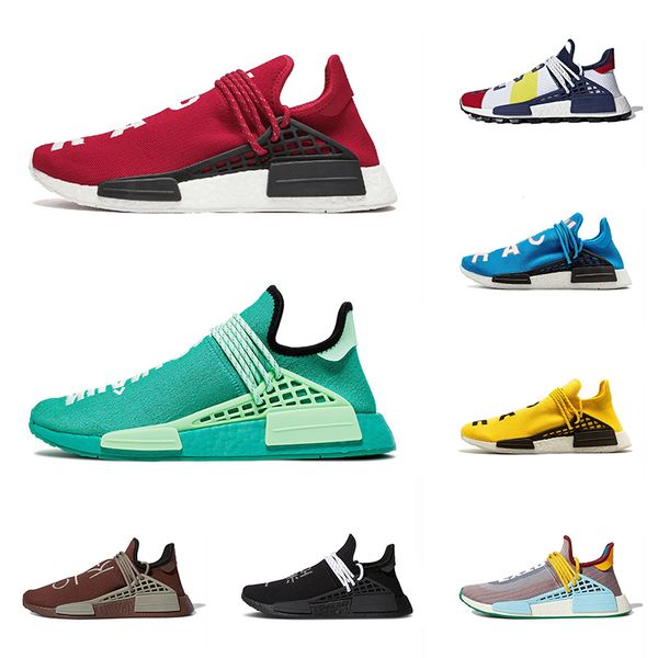 

2021 new arrival classic pharrell williams nmd human race mens womens running shoes red white triple green pw chocolate fashion runners shoe, White;red