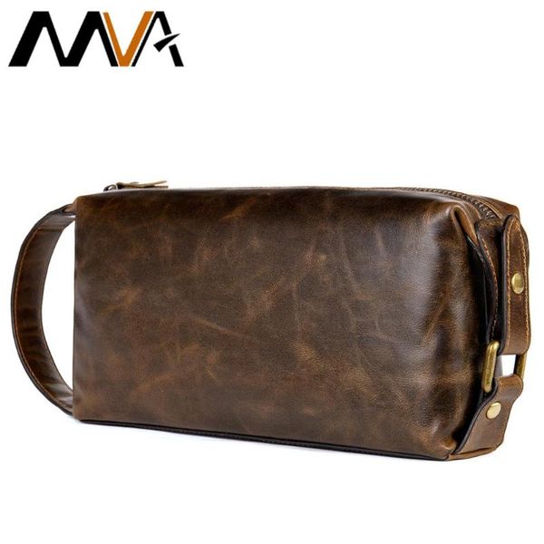 

cosmetic bags & cases mva genuine leather men's bag male toiletry vintage waterproof wash make up travel organizer 7450