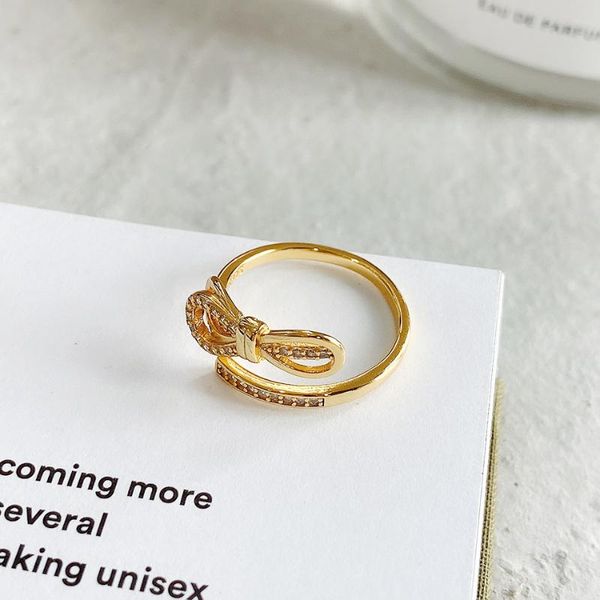 

cluster rings european and american celi french style korean jewelry 925 sterling silver ring hipster fashion bow opening, Golden;silver