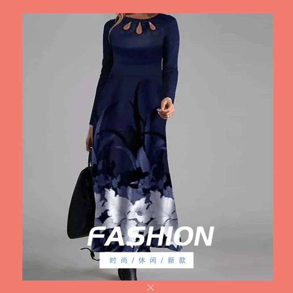 

new autumn hollowed out long 2020 party dress, Black;gray