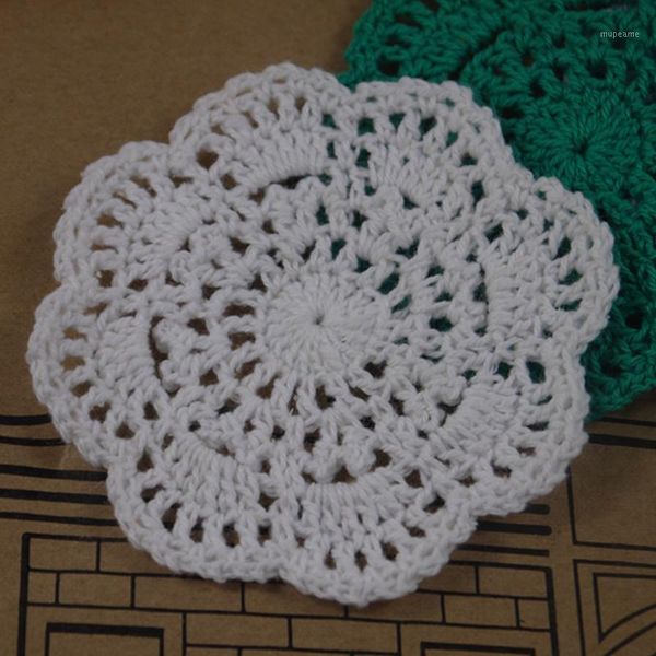 

mats & pads wholesale- 10pcs handmade crocheted doilies 4"/10cm cup mat pad tablecloth coasters round wadding home decoration1