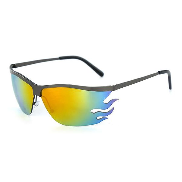 

sunglasses fashion fire flame women men oversized rimless designer vintage sun glasses uv400, White;black