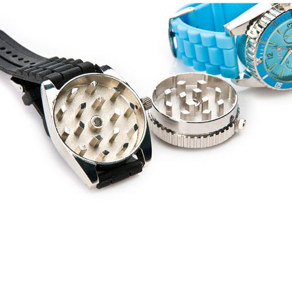 Novo relógio design moedor zinco liga de fumo 42mm metal com 4 cores especiarias pólen criativo mão muller crusher erva