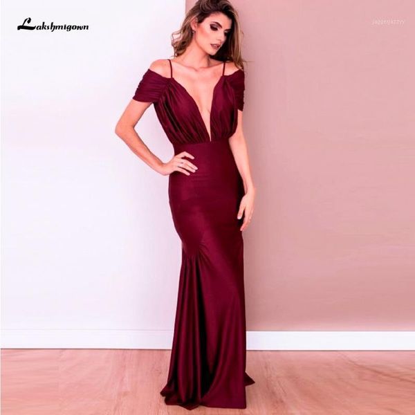 

party dresses elegant mermaid long evening dress dinner gowns 2021 vedtito da sera deep v-neck burgundy prom backless1, White;black