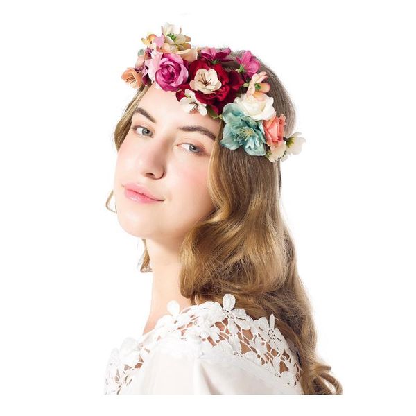 

handmade flower wreath bridal headband headdress hair ornament kid children flower crown hair accessories adjustable qylftp