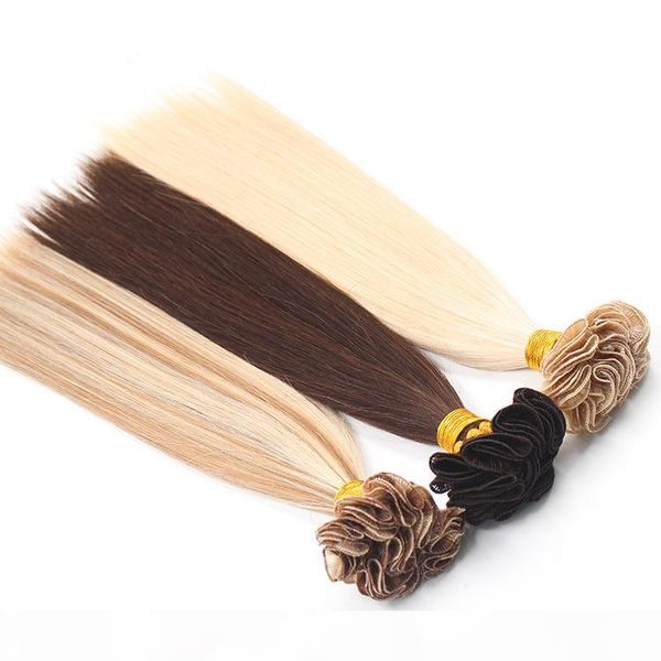 

handtied human hair weft 100g pcs 3pcs lot mix length blonde color human hair weave by handtied, Black