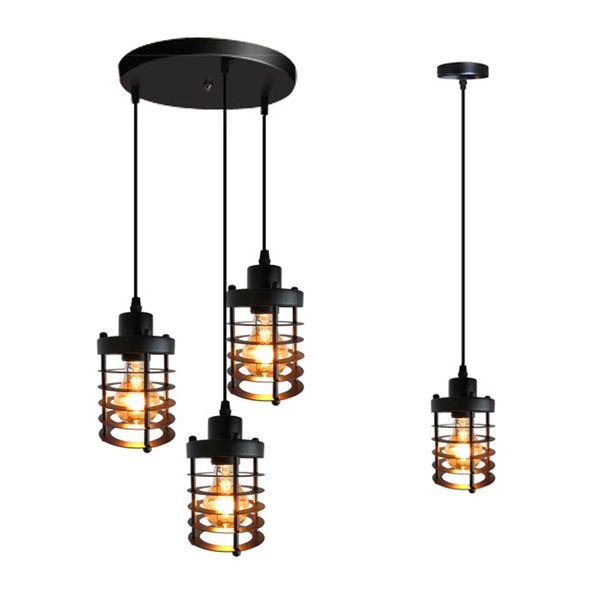 

creative single/3 heads black iron cage pendant light nordic minimalist retro restaurant pendant lamp home decor hanging lamp