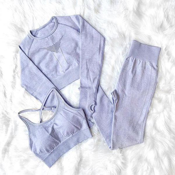 

yoga outfits 3pcs seamless gym set women fitness workout clothes for long sleeve sports bra high waist leggings sport wear, White;red