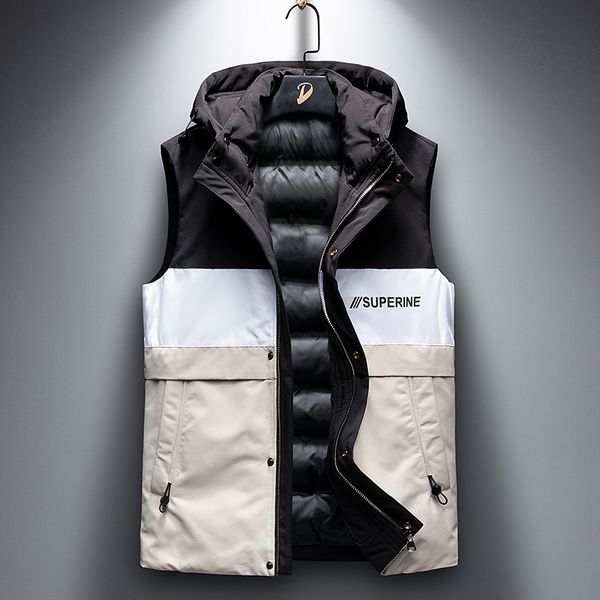 

2020 winter with no sleeves down fashion printed casual jacket outwear raincoat male size vest carrying gout ja41, Black