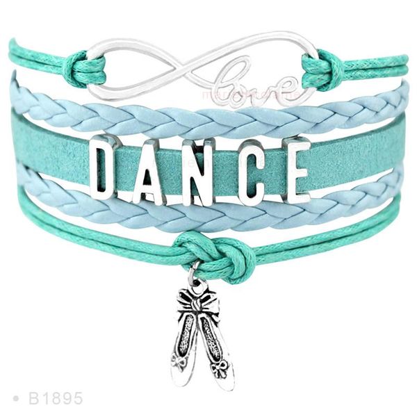 

charm bracelets fashion dance mom girl ballet dancer dancing pink black gray purple silver gold white leather braid for women, Golden;silver