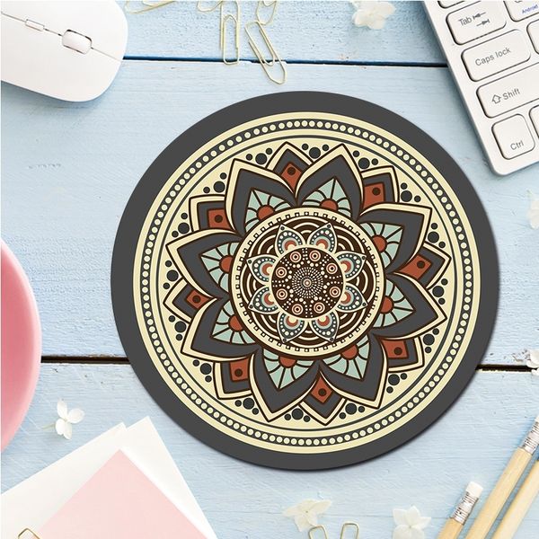 

rubber thickening non-slip pattern round mouse pad art mice mat for computer laptop