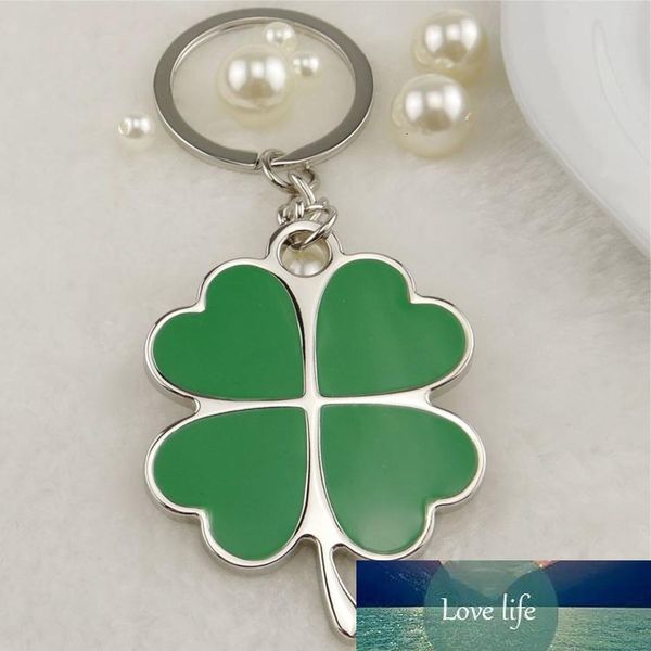 

beautiful fashion high keychain quality creative green four leaf clover steel lucky key chain jewelry keyring9m47, Silver