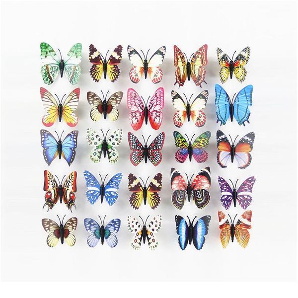 

8cm 12 pcs simulation luminous butterfly 3d wall stickerhome festival decoration glow in the dark magnet butterflies bbydbw