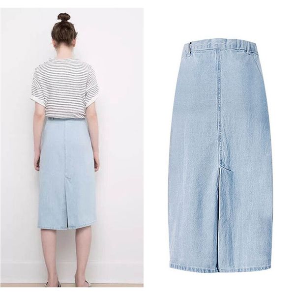 

европейский и американский стиль женщин джинсовая линия повседневная юбка сплит 100 хлопок тонкая высокая талия 40 42 f jllbze, Black