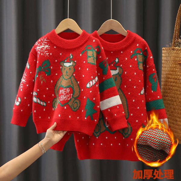 

and girls' autumn parent-child thickened t-shirt cartoon sweater korean version middle school children's winter et, Blue