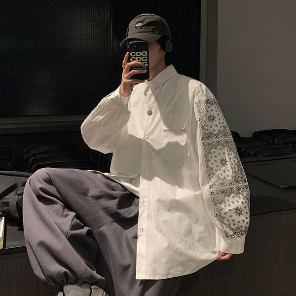 

2021 new privathinker oversized graphic printed woman casual korean streetwear blouse long sleeve shirts man vintage clothing co7p, White;black